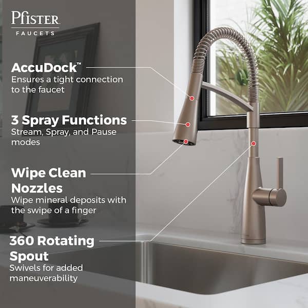 Pfister Kwan Single-Handle Culinary Pull Down Sprayer Kitchen