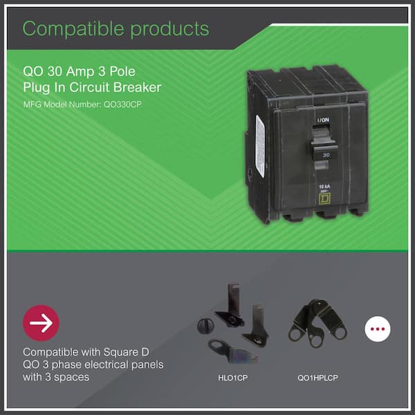 Square D QO 30 Amp 3-Pole Plug-In Circuit Breaker QO330CP - The