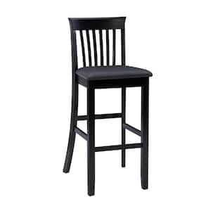 Jonas 31 in. Black Mission High Back Wood Bar Stool with Faux Leather Seat