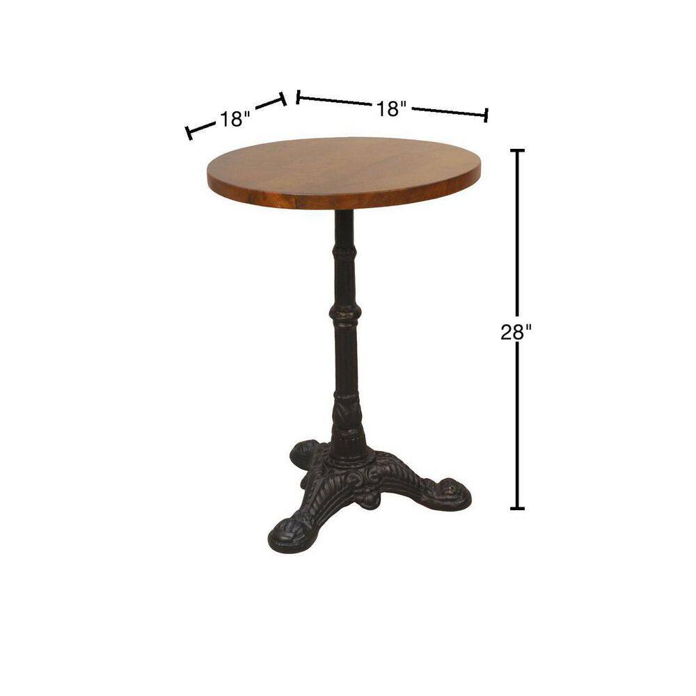Brera Chestnut Mango Wood and Black Metal Round Accent Table