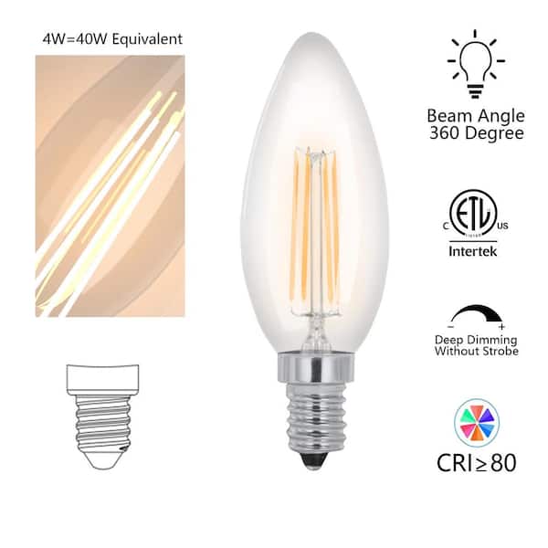 E14 LED Bulb, Dimmable, 110v 300 Lumens 2700k 40w Equivalent, Best  Replacement for Halogen and Incandescent Bulb, Candelabra LED Bulbs, 10  Pack (Warm
