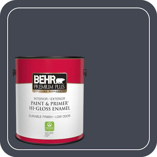 BEHR PREMIUM PLUS 1 gal. #T11-2 Stiletto Hi-Gloss Enamel Interior/Exterior Paint & Primer