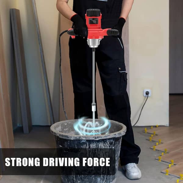 2100-Watts Handheld Electric Concrete Mixer with 6 Speeds, Easy to Carry, Mixes Cement, Mud, Paint, Mortar