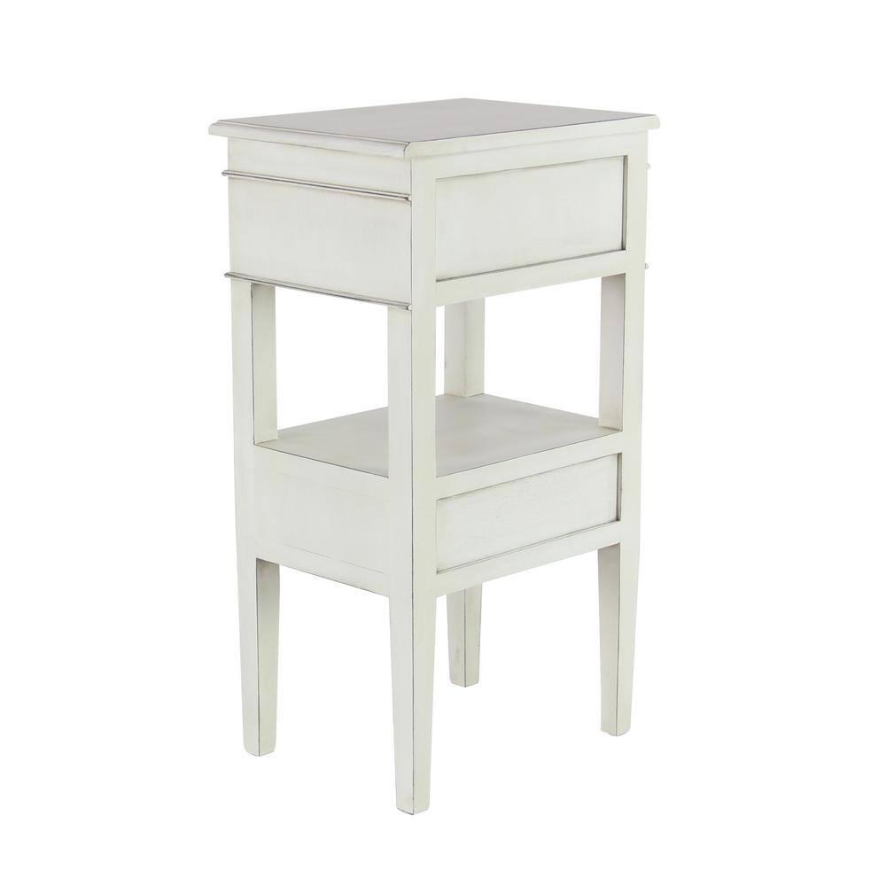 White Pine Traditional Side Table with Drawers and Shelf