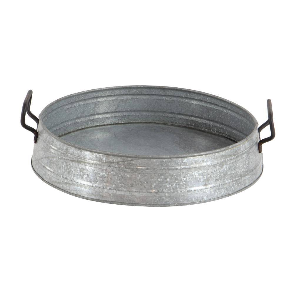 Set of 3 Gray Metal Farmhouse Decorative Trays