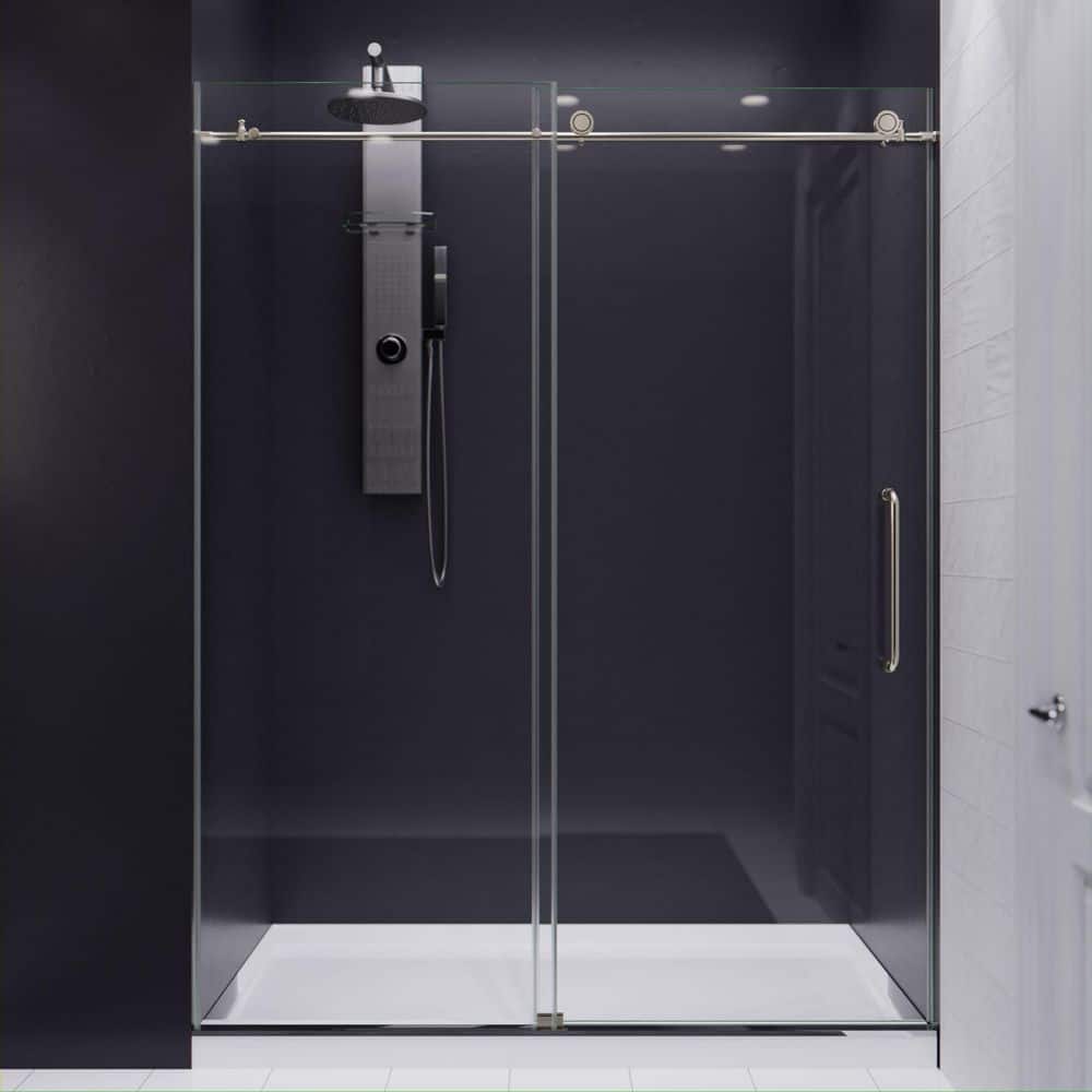 SDHDX 56-60 in. x 76 in. Frameless Sliding Shower Door in Brushed Nickel with Clear 3/8 in. Tempered Glass Tsunami Guard price history on PriceWatchPro