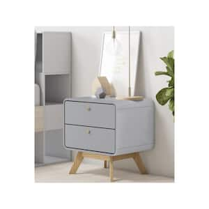 Leva Gray Oak 2-drawer 21 in. W Nightstand