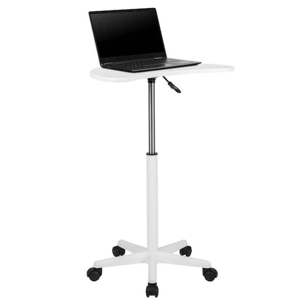 Carnegy Avenue 25.5 in. U-Shaped White/Silver Laptop Desks with Adjustable Height