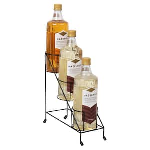 3-Compartment Bottle Syrup Stand, Countertop Organizer, Metal, 4.25 in. L x 14 in. W x 10.75 in. H, Black