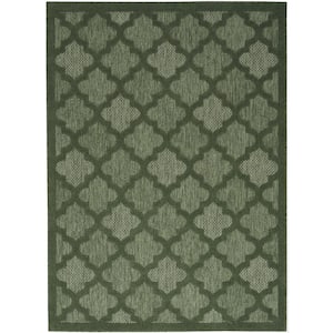 Easy Care Green 4 ft. x 6 ft. Trellis Contemporary Area Rug