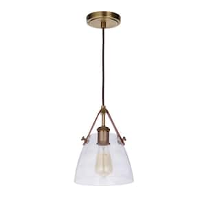 Hagen 60-Watt 1-Light Vintage Brass Finish Dining/Kitchen Island Mini Pendant Light with Clear Glass, No Bulb Included