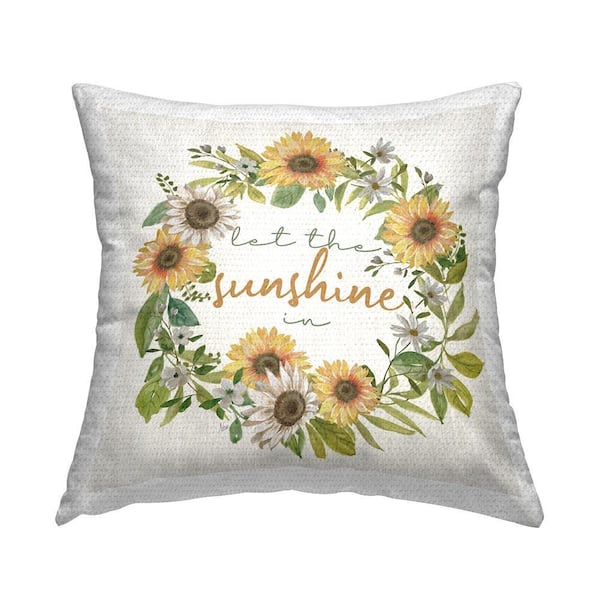 Let The Sunshine In Sunflowers Yellow Square Outdoor Throw Pillow