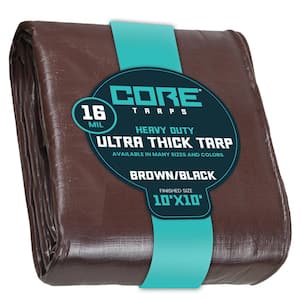 10 ft. x 10 ft. Brown/Black 16 Mil Heavy Duty Polyethylene Tarp, Waterproof, UV Resistant, Rip and Tear Proof