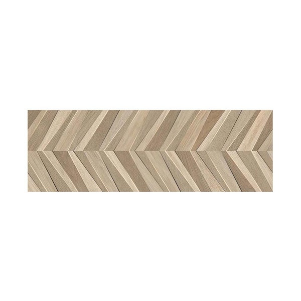 Apollo Tile Bois Dark Brown and Beige 4 in. x 5 in. Matte Ceramic Large Format Chevron Wall Sample Tile