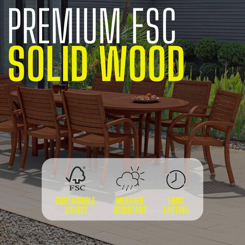 Coastal Charm 9-Piece Oval Eucalyptus Dining Set for 8