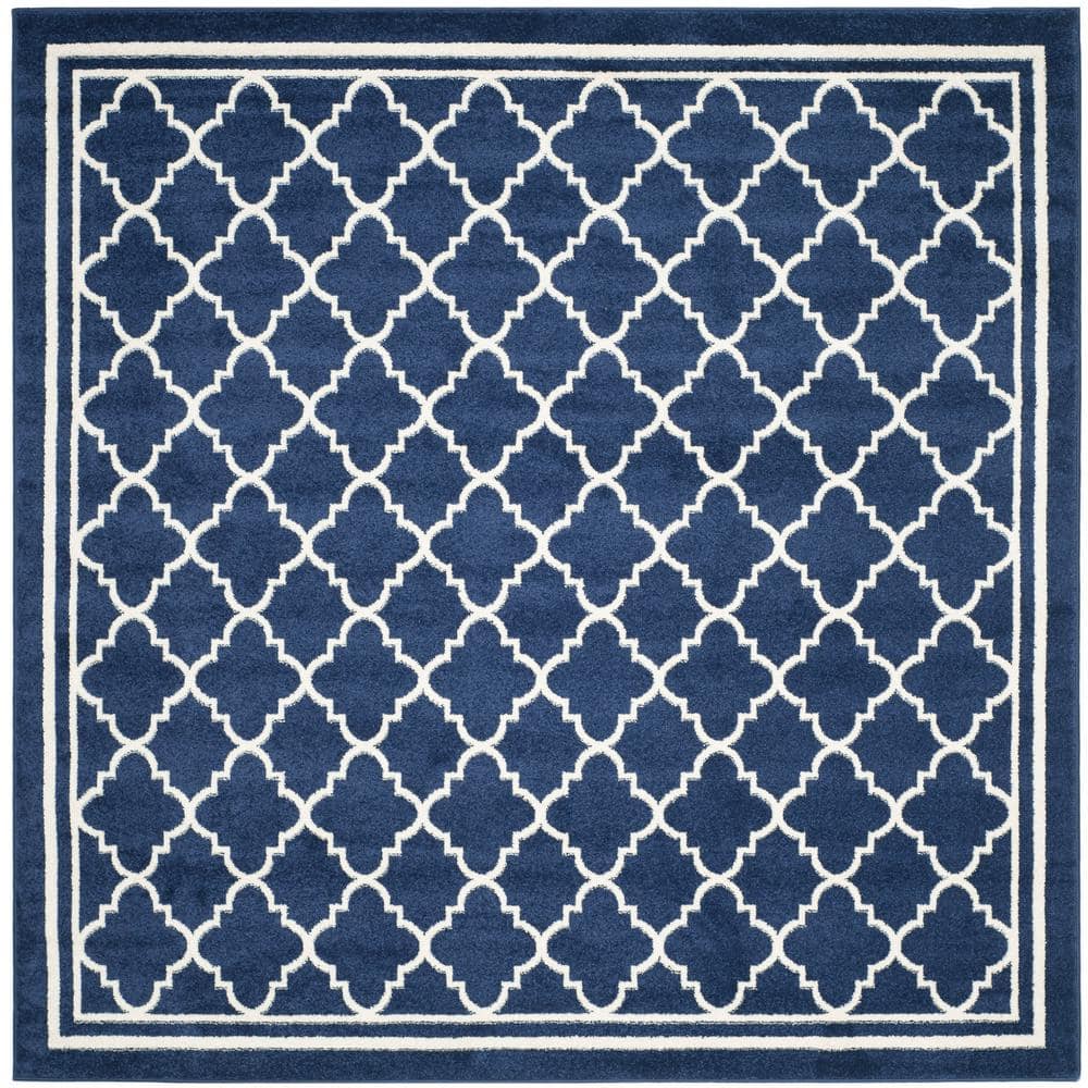 Safavieh Amherst Collection AMT422P Moroccan Trellis Non-Shedding Stain Resistant Living Room Bedroom Runner Rug 2'3 x 5' Navy/Beige 