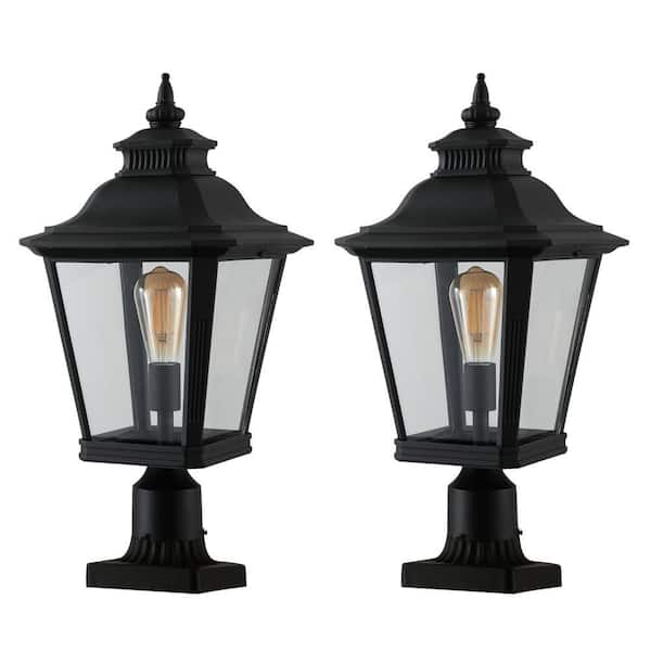 22 in. 1-Light Black Aluminum Hardwired Outdoor Weather Resistant Pier Mount Light with No Bulbs Included