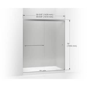 Revel 59.625 in. W x 76 in. H Sliding Frameless Shower Door in Bright Polished Silver with Crystal Clear Glass