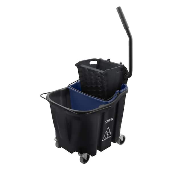 Unbranded 9690403 Sparta 8.75 gal. Black Polypropylene Mop Bucket Combo with Wringer and Soiled Water Insert - 1