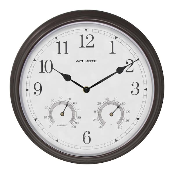 AcuRite 13 in. Oil-Rubbed Bronze Analog Clock Thermometer Hygrometer Combo
