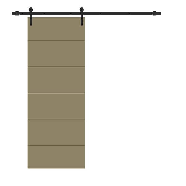 CALHOME Modern Classic 30 in. x 96 in. Olive Green Stained Composite MDF Paneled Sliding Barn Door with Hardware Kit