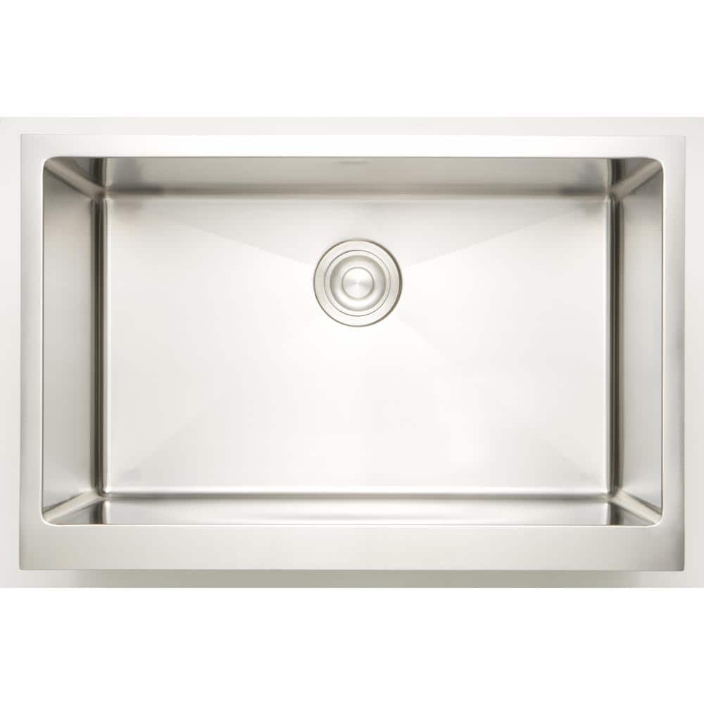 Stainless Steel 34 in. W Single Bowl 10 mm Radius Undermount Kitchen Sink