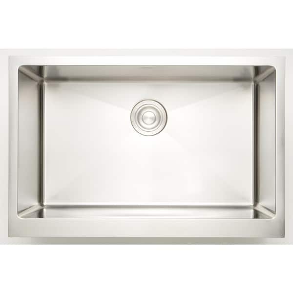 Unbranded Stainless Steel 34 in. W Single Bowl 10 mm Radius Undermount Kitchen Sink