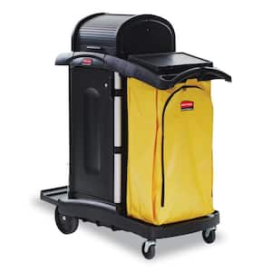 53.5 in. H x 48.25 in. D x 22 in W High-Security Healthcare Black Plastic Cleaning Cart