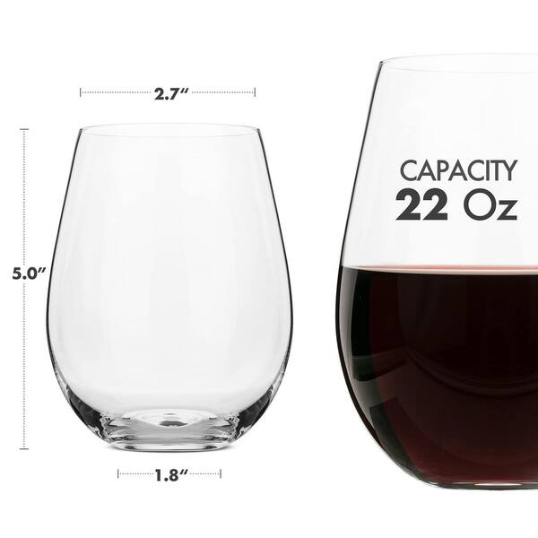 22 oz. Clear Glassware Set ((set of 4))-Stemless Large Red and White Wine  Glass, Hand Blown Lead Free Crystal 29CPH048070 - The Home Depot