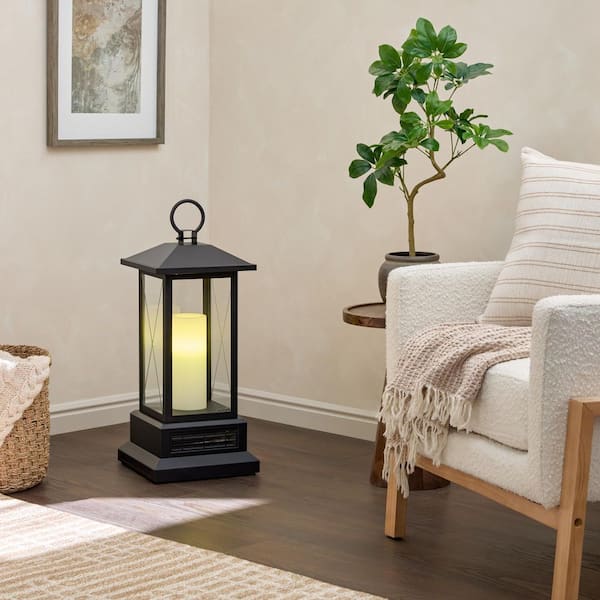 28 in. 1,000 sq ft Electric Lantern Heater with Remote, Black
