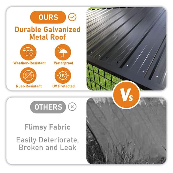 10 ft. x 8 ft. Large Metal Chicken Coop with Run for 20-Chickens, Galvanized Metal Roof Poultry Fencing Chicken