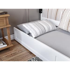 Island White Twin Trundle Roll Out Daybed with Wheels