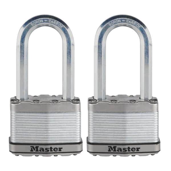 Master Lock Heavy Duty Outdoor Padlock with Key, 2-1/2 in. Wide, 2-1/2 in. Shackle, 2 Pack