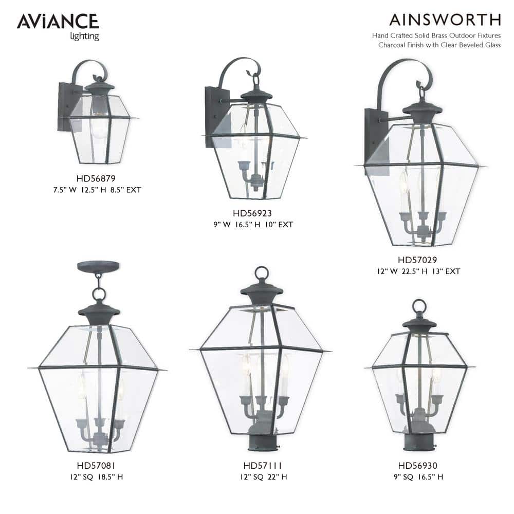 Charcoal Brushed Nickel 3-Light Outdoor Island Pendant with Clear Beveled Glass