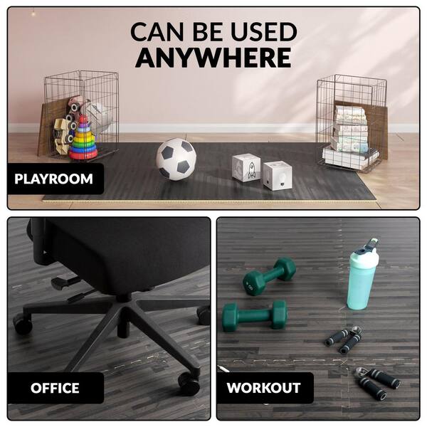 thumbnail image 2 of Stalwart 24sqft Wood Grain Foam Floor Tiles - 6 Pack Interlocking Gym & Play Mats 2 of 2