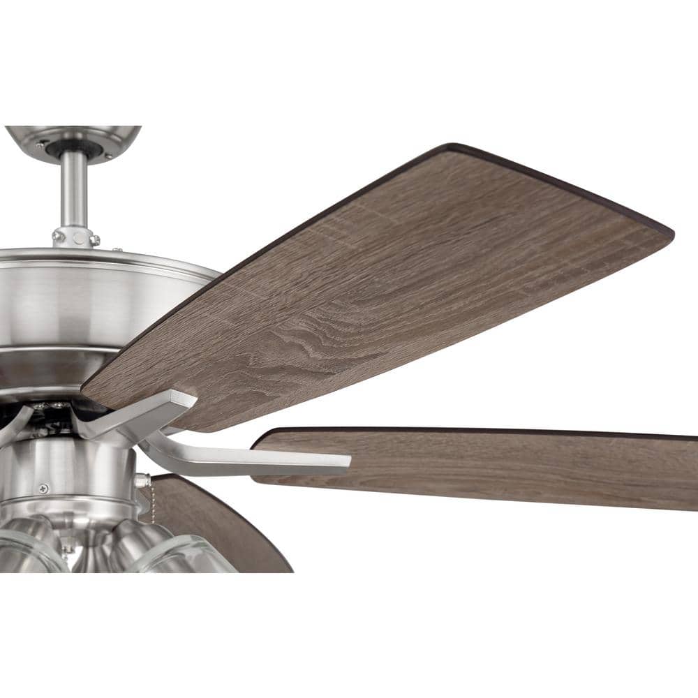 Brushed Nickel 52" Ceiling Fan with LED Lights and Reversible Blades