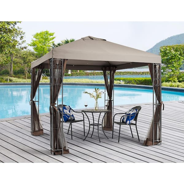 APEX GARDEN 8 ft. x 8 ft. Rococo Gazebo with Mosquito Net