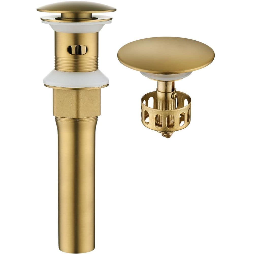 8.66 in. H x 2.59 in. W x 2.59 in. D Brushed Brass Bathroom Sink Drain Stopper with Overflow and Detachable Basket price history on PriceWatchPro