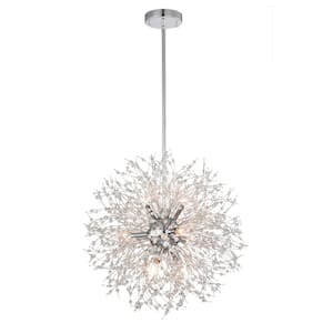 Garofano 9-Light Sputnik Modern Chrome Finish Globe Chandelier for Dining/Living Room, Bedroom, Foyer, Office