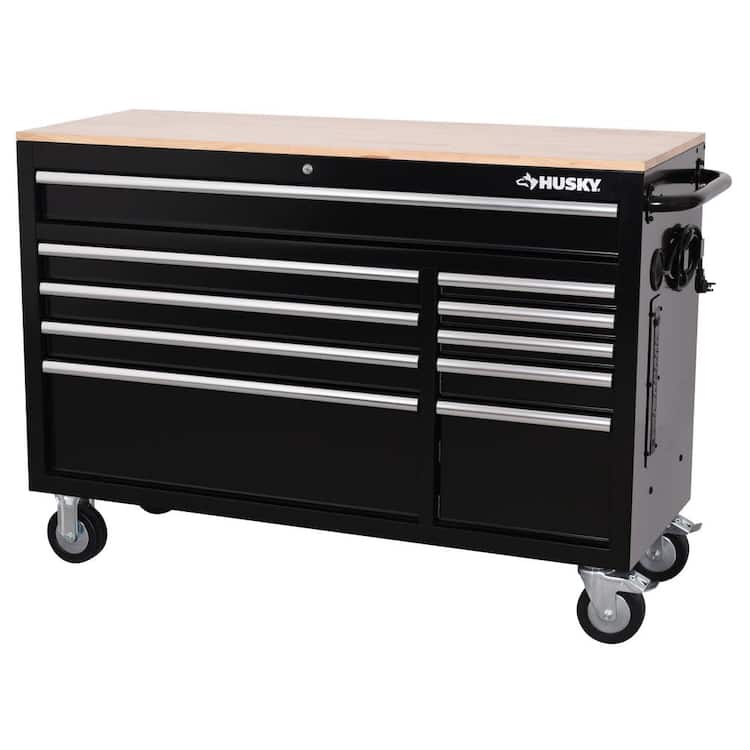 Husky Modular Tool Storage 52 in. W x 20 in. D Standard Duty Black Mobile Workbench Cabinet