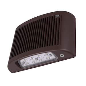 EOF 90-Watt Equivalent Outdoor Integrated LED Bronze Full Cutoff Emergency Wall Pack Light with Photocell, 3000K