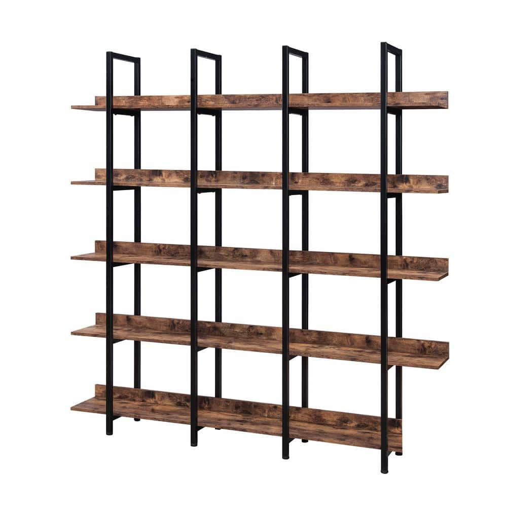 70.87 In. Brown 5 Shelf Standard Bookcase For Home Office ZWF286176AAT ...