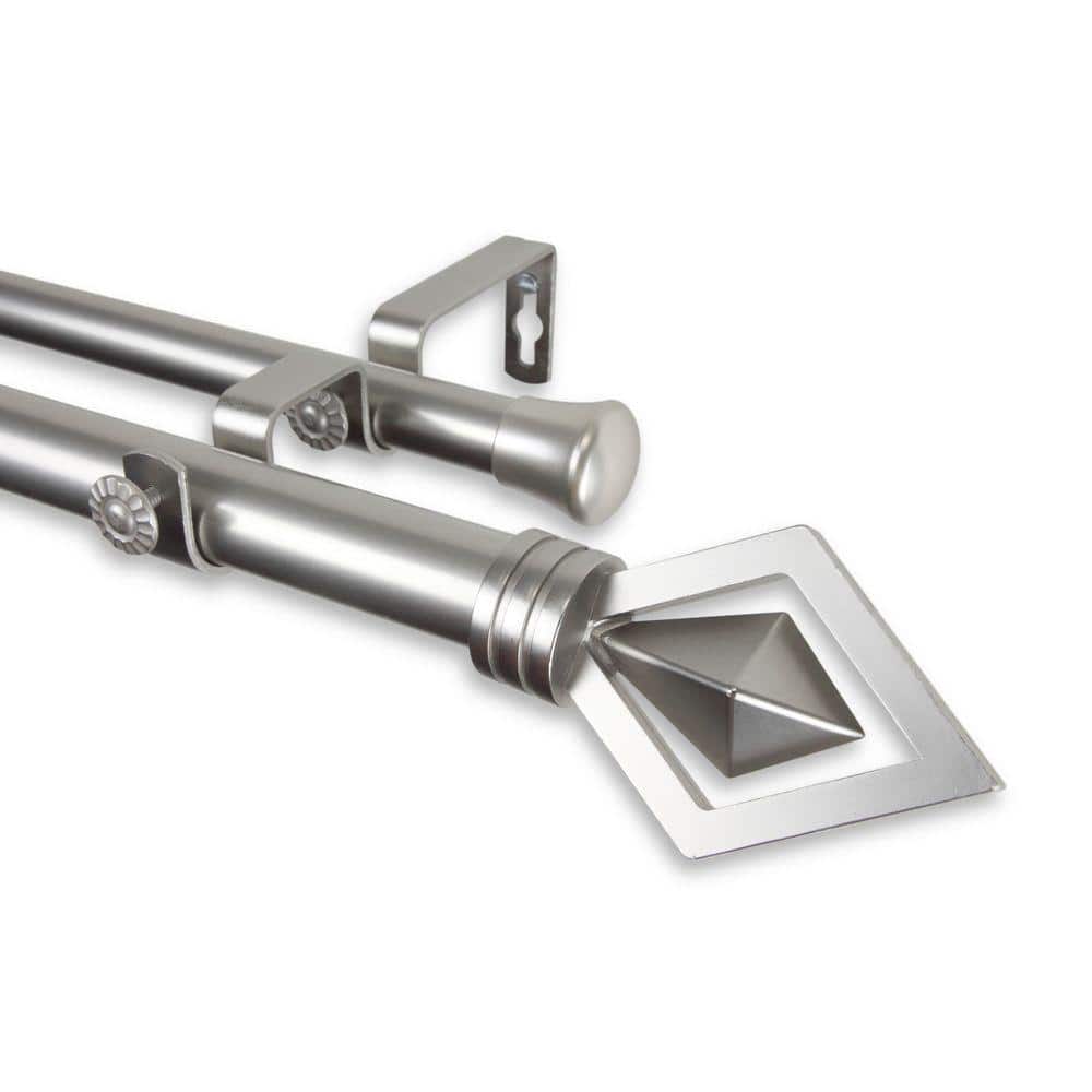 28 in. - 48 in. Telescoping 1 in. Double Curtain Rod Kit in Satin Nickel with Lenore Finial price history on PriceWatchPro