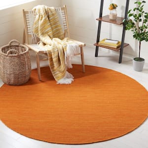 Kilim Orange 6 ft. x 6 ft. Solid Color Round Area Rug
