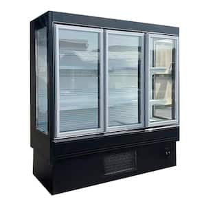 76 in.W 28 cu. ft. 3 Glass Doors Commercial Refrigerator Flower Cooler Merchandiser in Black
