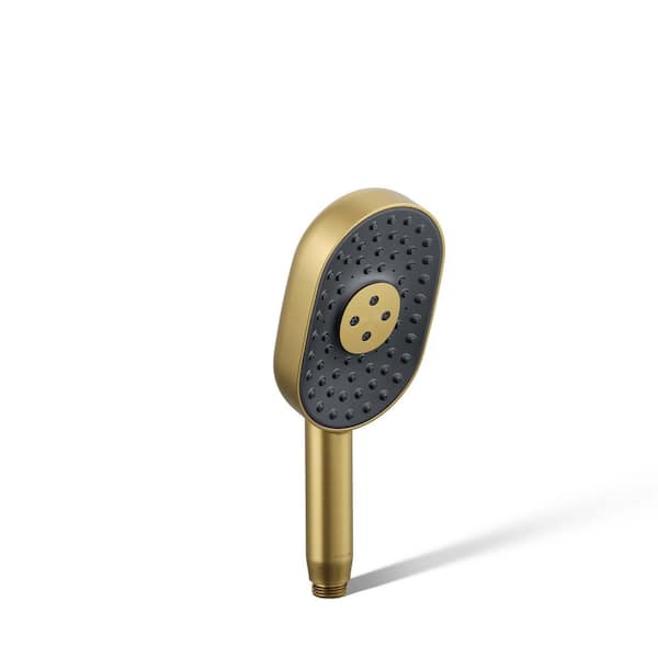 KOHLER Statement 3-Spray Patterns with 1.75 GPM 3.63 in. Wall Mount Handheld Shower Head in Vibrant Brushed Moderne Brass
