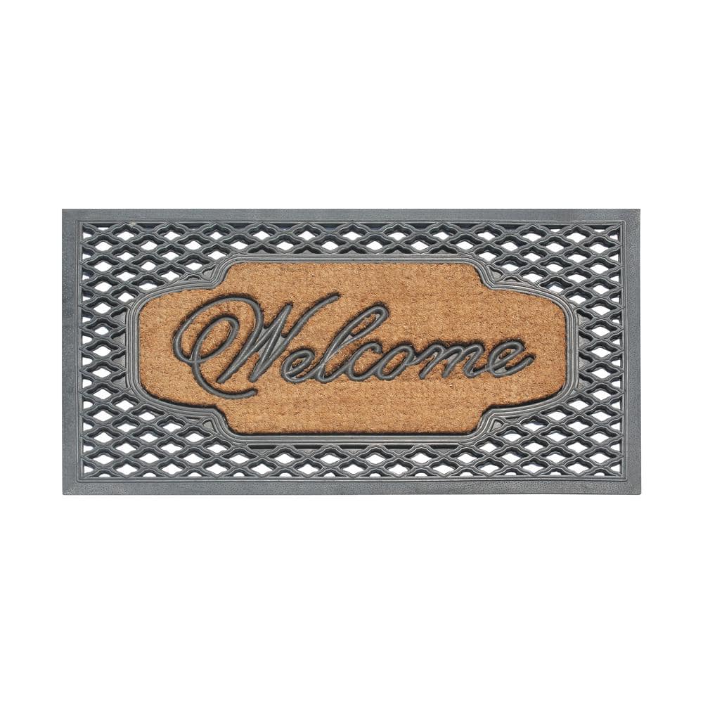 A1 Home Collections A1HC Welcome Mesh Border Black 23 in x 38 in Rubber and  Coir Large Heavy-Duty Outdoor Doormat A1HOME200027-BL The Home Depot
