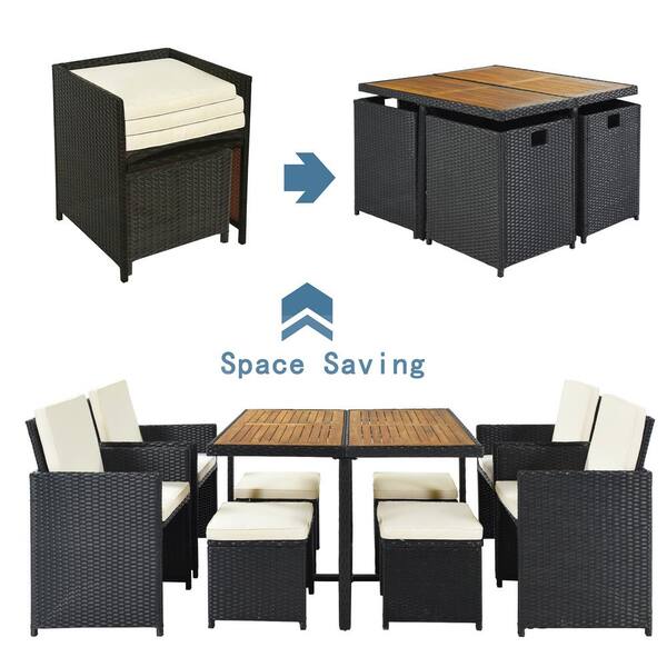 Space saving discount rattan dining set