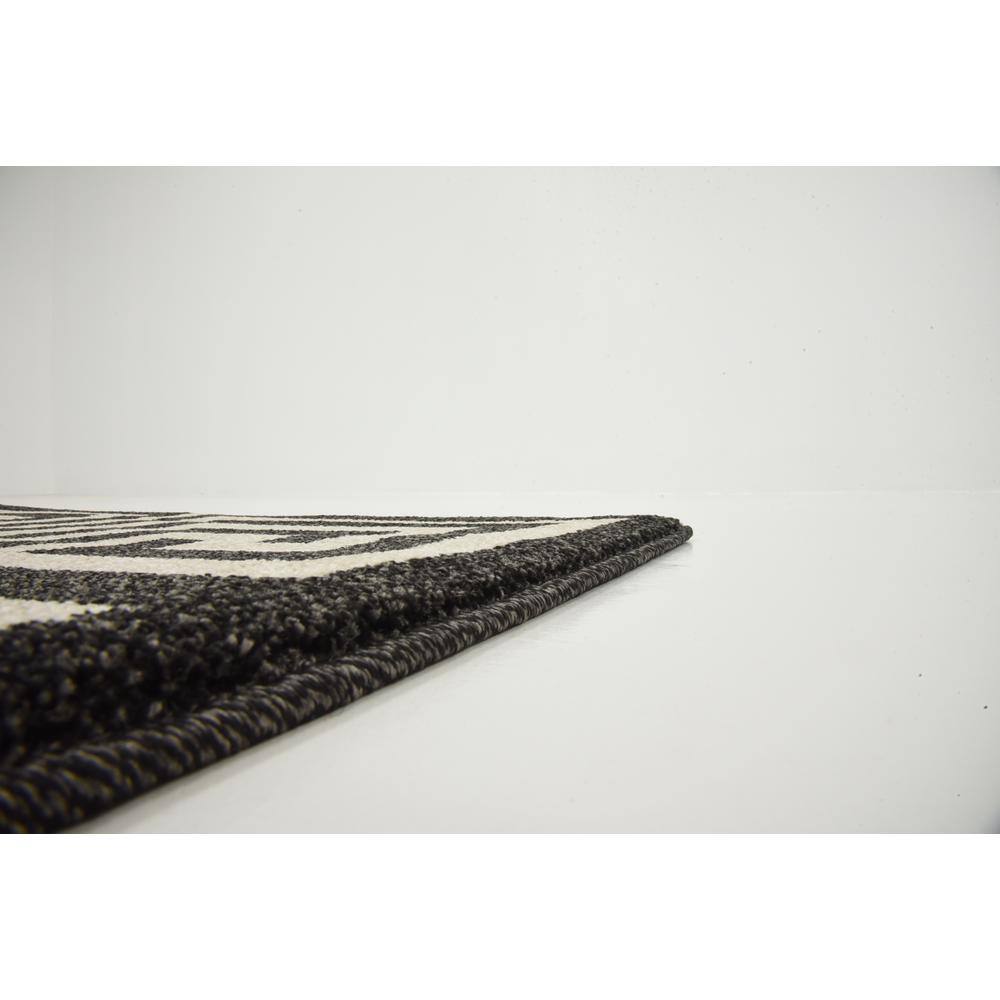 Black and Beige Geometric Rectangular Synthetic Area Rug