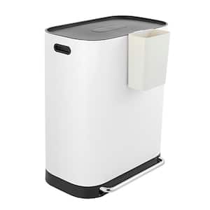 Beni Kitchen Trash/RecycLing 16 Gal. White Double-Bucket Step-Open Trash Can
